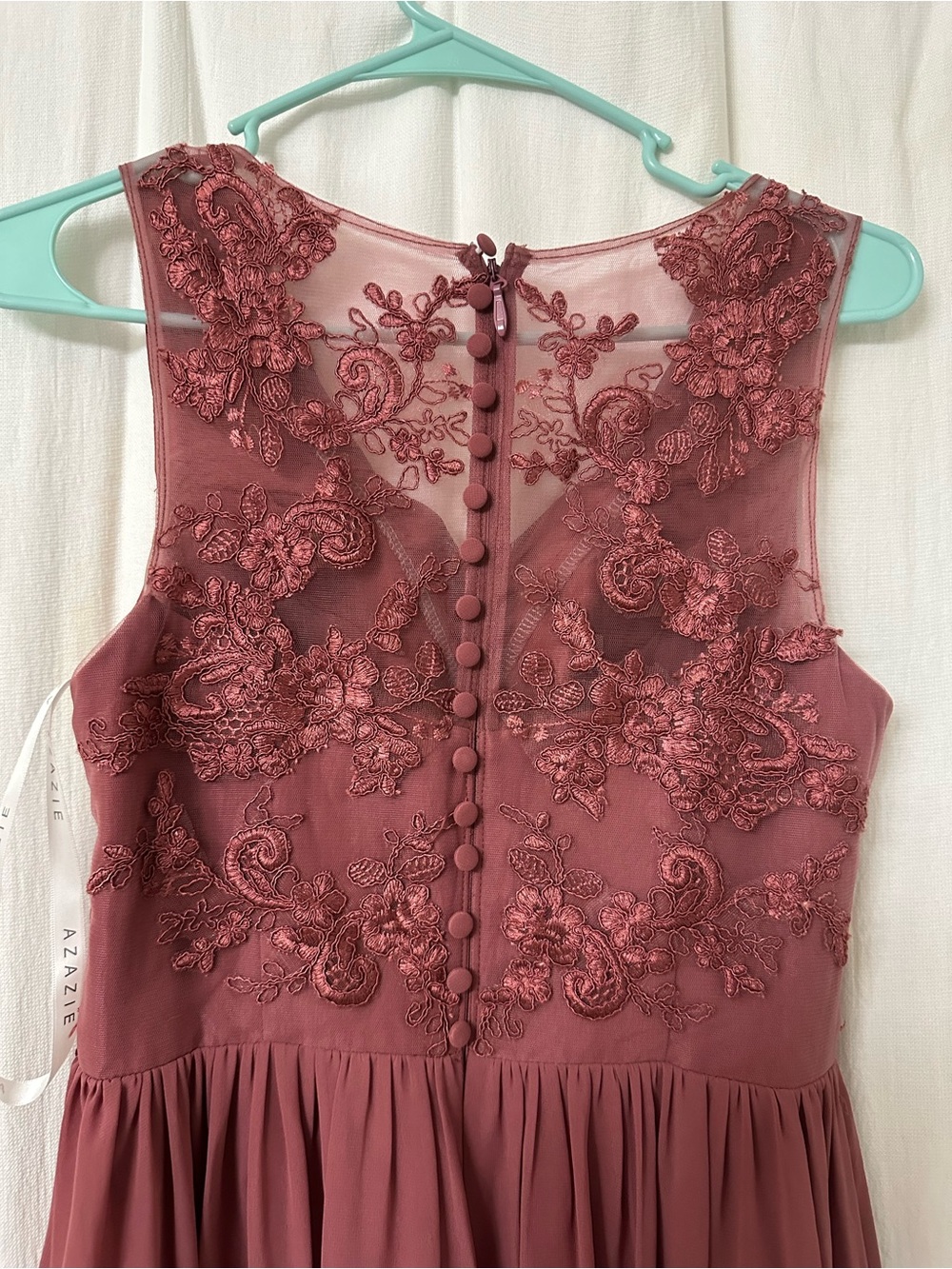 Azazie Desert Rose Lace Chiffon A-line Dress